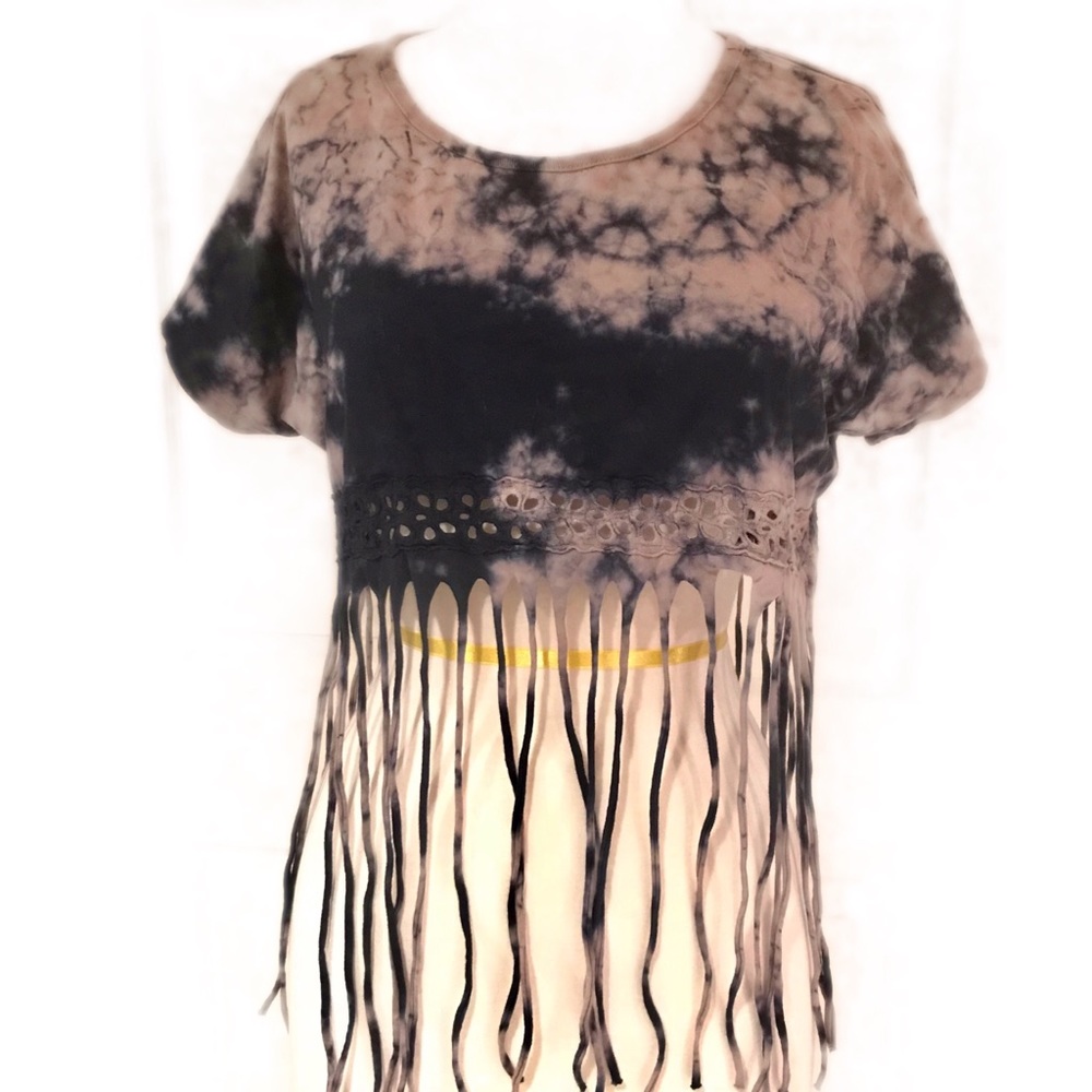 Tie Dye Fringe Crop Top Size M